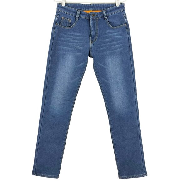 Fredd Marshall Women's Fleece Lined Blue Denim Jeans Size 30 Stretch Mid Rise - Picture 2 of 13